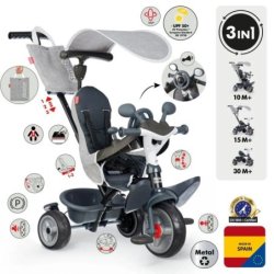 TRICYLE BABY DRIVER GRIS SMOBY 741503