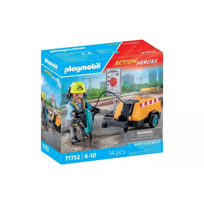 OUVRIER AVEC MARTEAU PIQUEUR PLAYMOBIL 71752