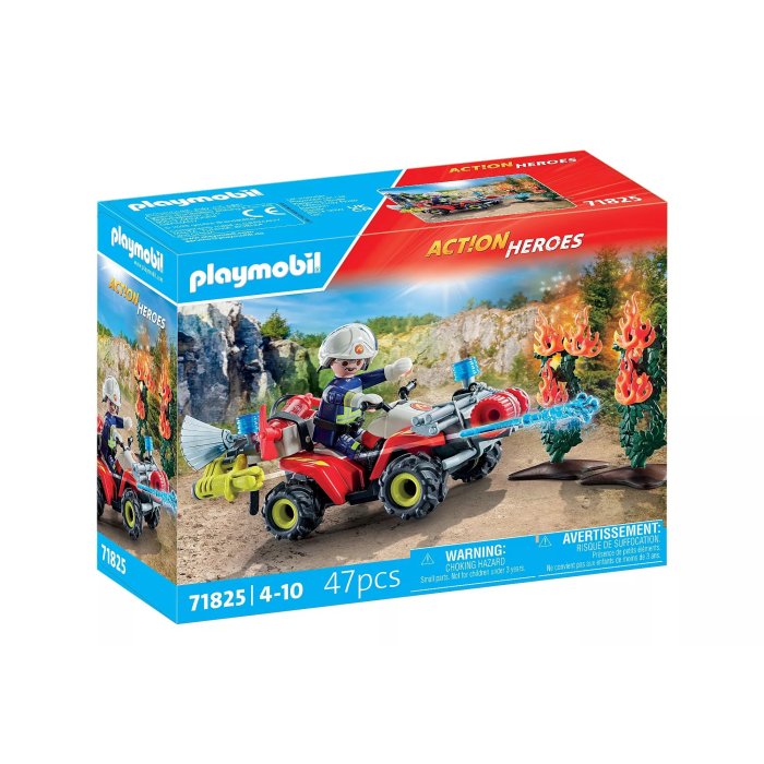 POMPIER AVEC QUAD ET DEUX ARBUSTES PLAYMOBIL 71825