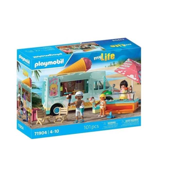 CAMION VENDEUR DE GLACE ET 3 PERSONNAGES PLAYMOBIL