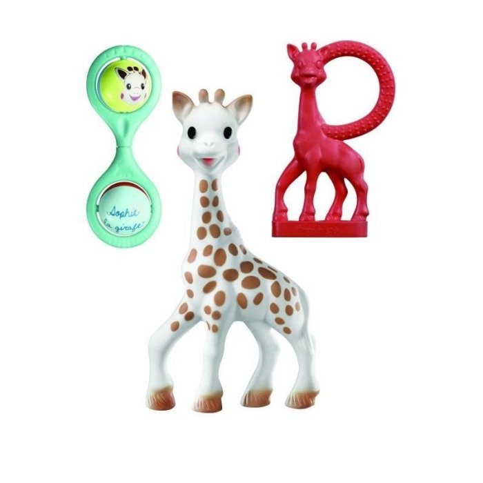 Coffret naissance prêt à offrir Sophie la girafe et Hochet billes
