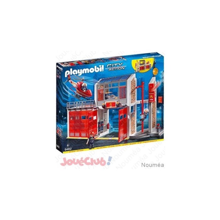 CASERNE DE POMPIERS AVEC HELICOPTERE PLAYMOBIL 946