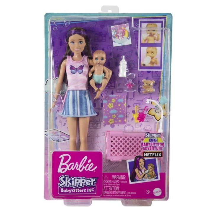 BARBIE COFFRET SKI..ER BEBE AU LIT SCPC HJY33