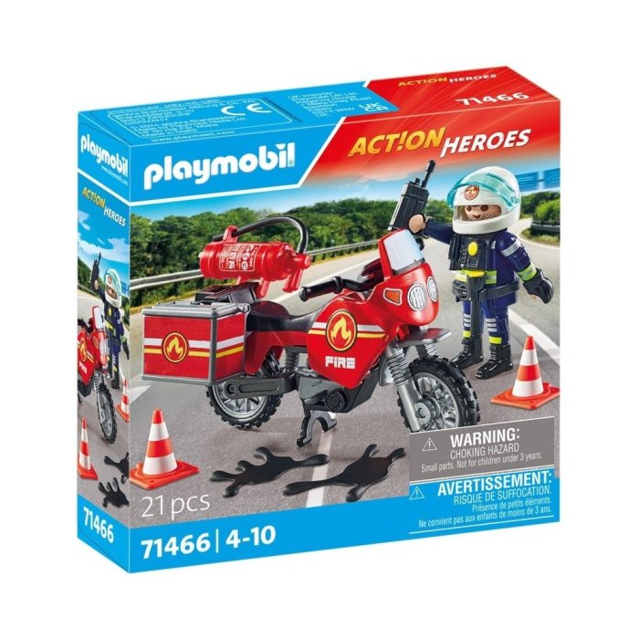 POMPIER ET MOTO PLAYMOBIL 71466