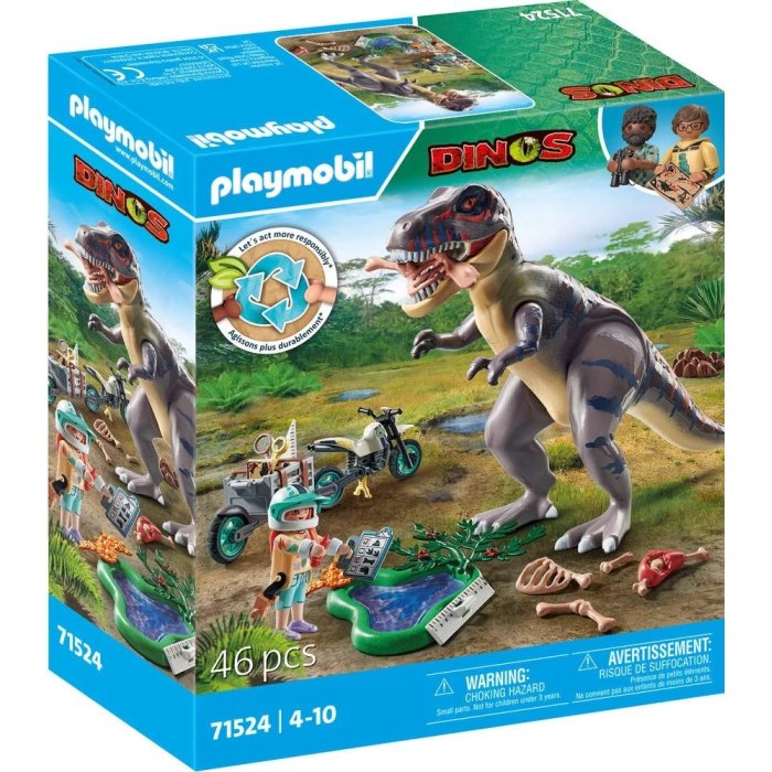 EXPLORATEUR AVEC MOTO ET TYRANNOSAURE PLAYMOBIL